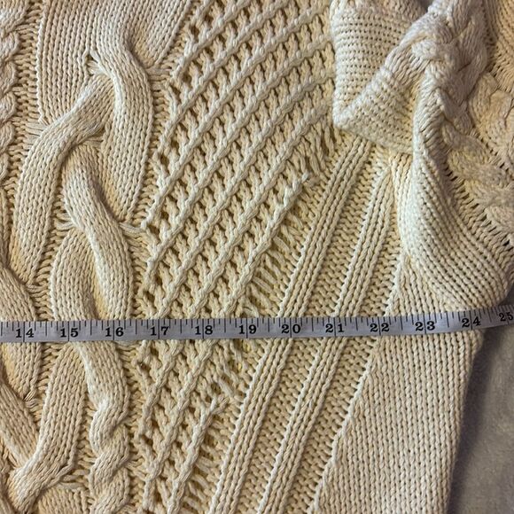 Anthropologie HAZEL Cream Cable Knit Crew Neck Sweater. Sz XL - Picture 9 of 12